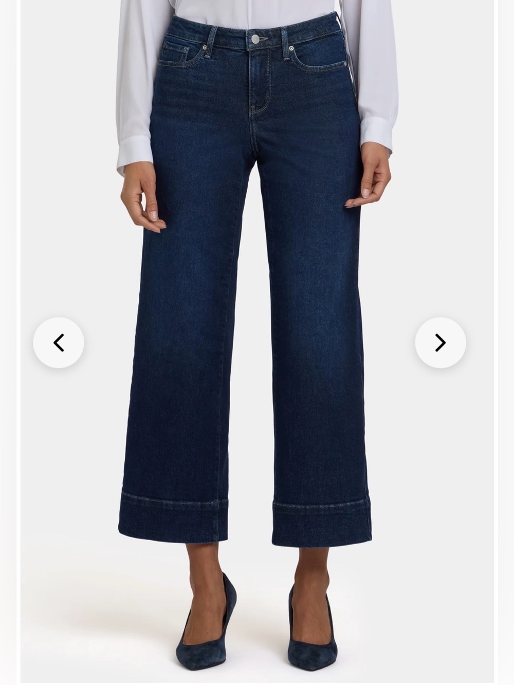 NYDJ Dark Indigo Wide-Leg Crop Jeans